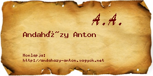 Andaházy Anton névjegykártya